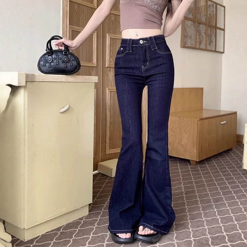 Low-Waist Slimming Flared Jeans for Women 2025 New Petite Slim Fit Non-Stretch Flared Pants