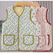 加绒保暖秋冬洋气坎肩奶奶加厚妈妈背心女中老年新款灯芯绒棉马甲