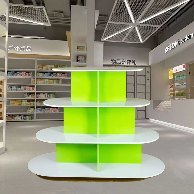 商用圆形中岛柜奶粉展示柜超市货架鞋展柜红酒货架母婴玩具陈列柜