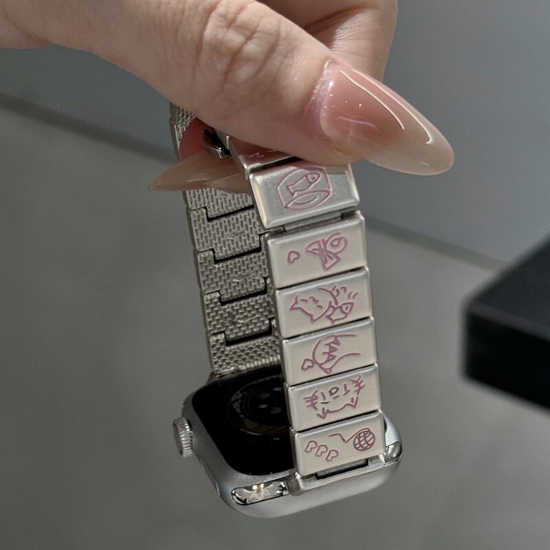 Cat and Dog Metal Female Strap Suitable for Apple Watch Series 11, iWatch 10, Apple Watch 987Se
