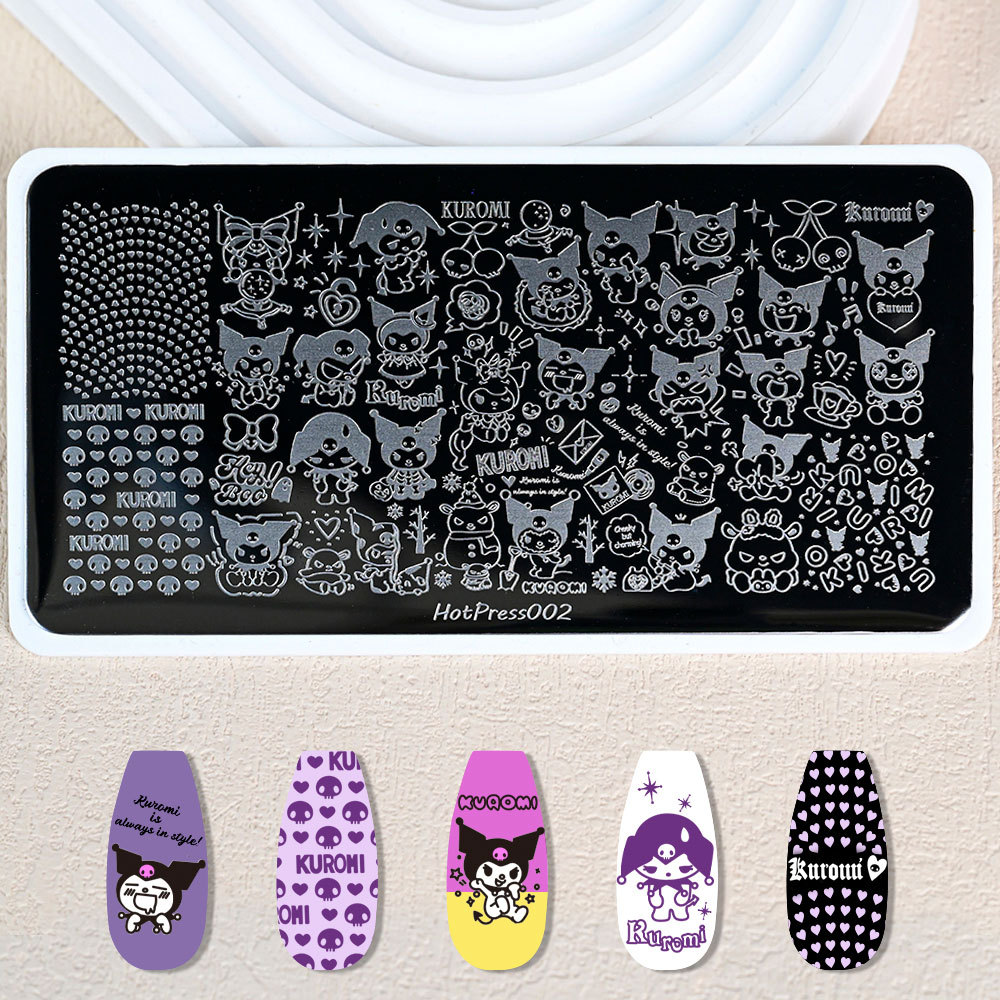 Cross-Border Big-Name Hello Kitty Pattern Nail Art Printing Steel Plate Stainless Steel Cartoon Cute Kt Cat Nail Art Transfer Steel Plate
