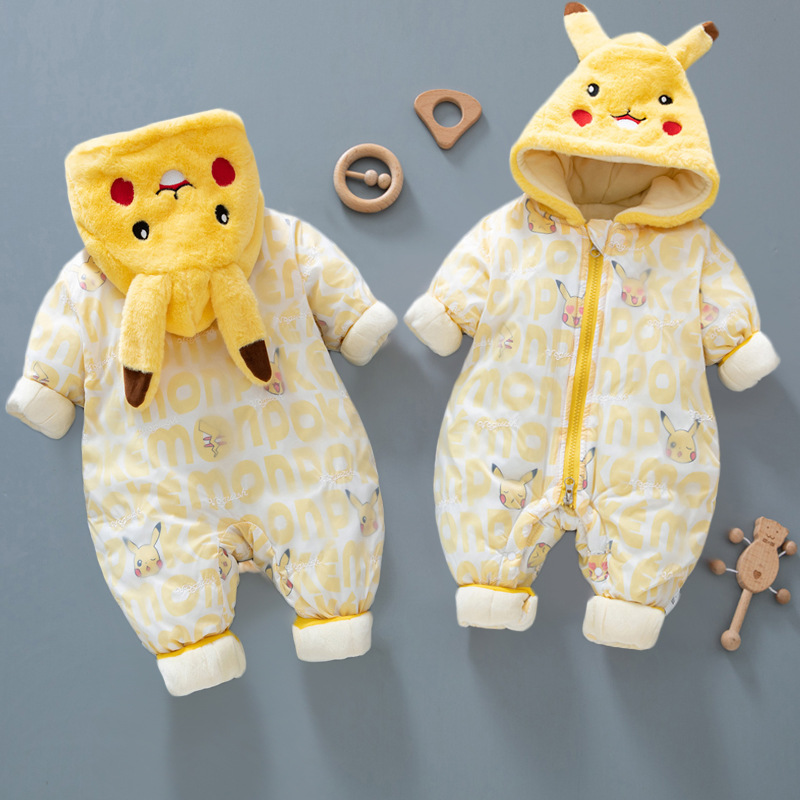 Bebé masculino y femenino engrosado ropa de salida con forro polar acolchado cálido abrigo de otoño e invierno bebé recién nacido mono de invierno con ropa