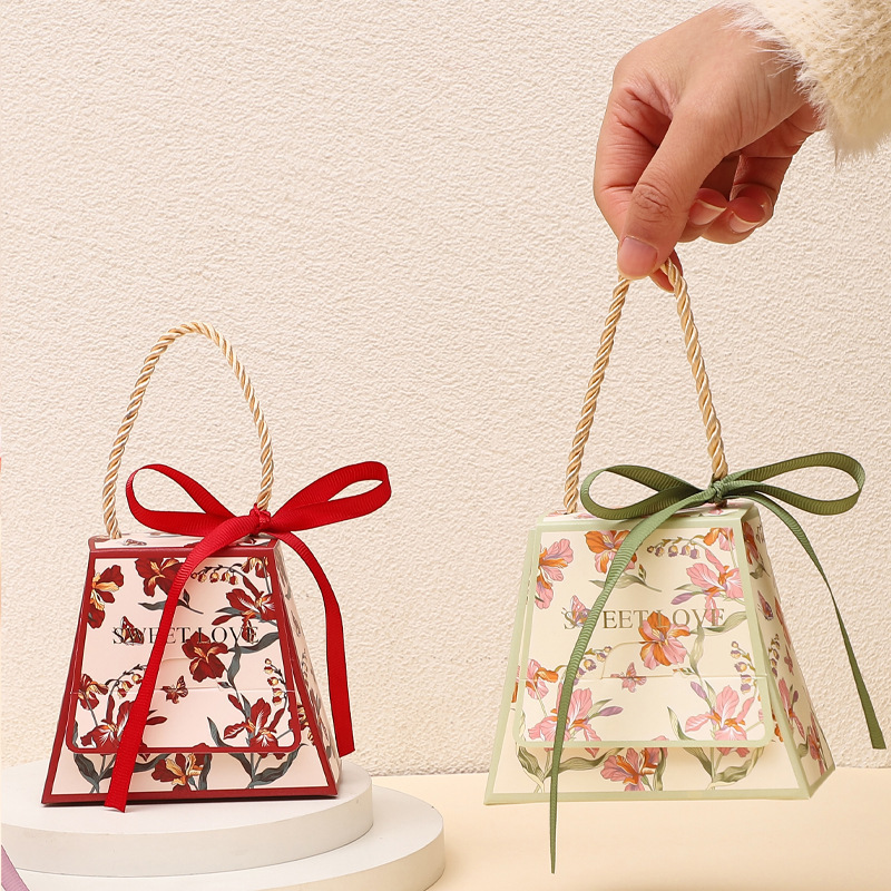 Elegant European Wedding Candy Box, Forest Style Wedding Favors, Handheld Candy Gift Box, New Arrival Event Opening Empty Paper Box