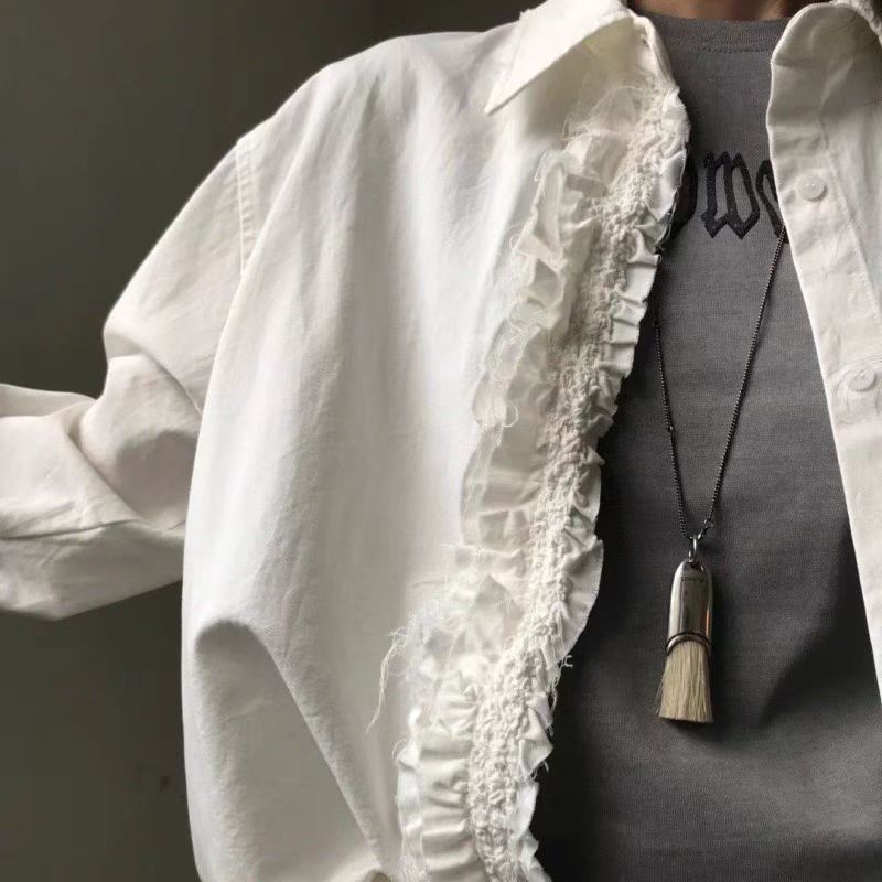 건 블랙 + 오프 화이트 말 강모 목걸이