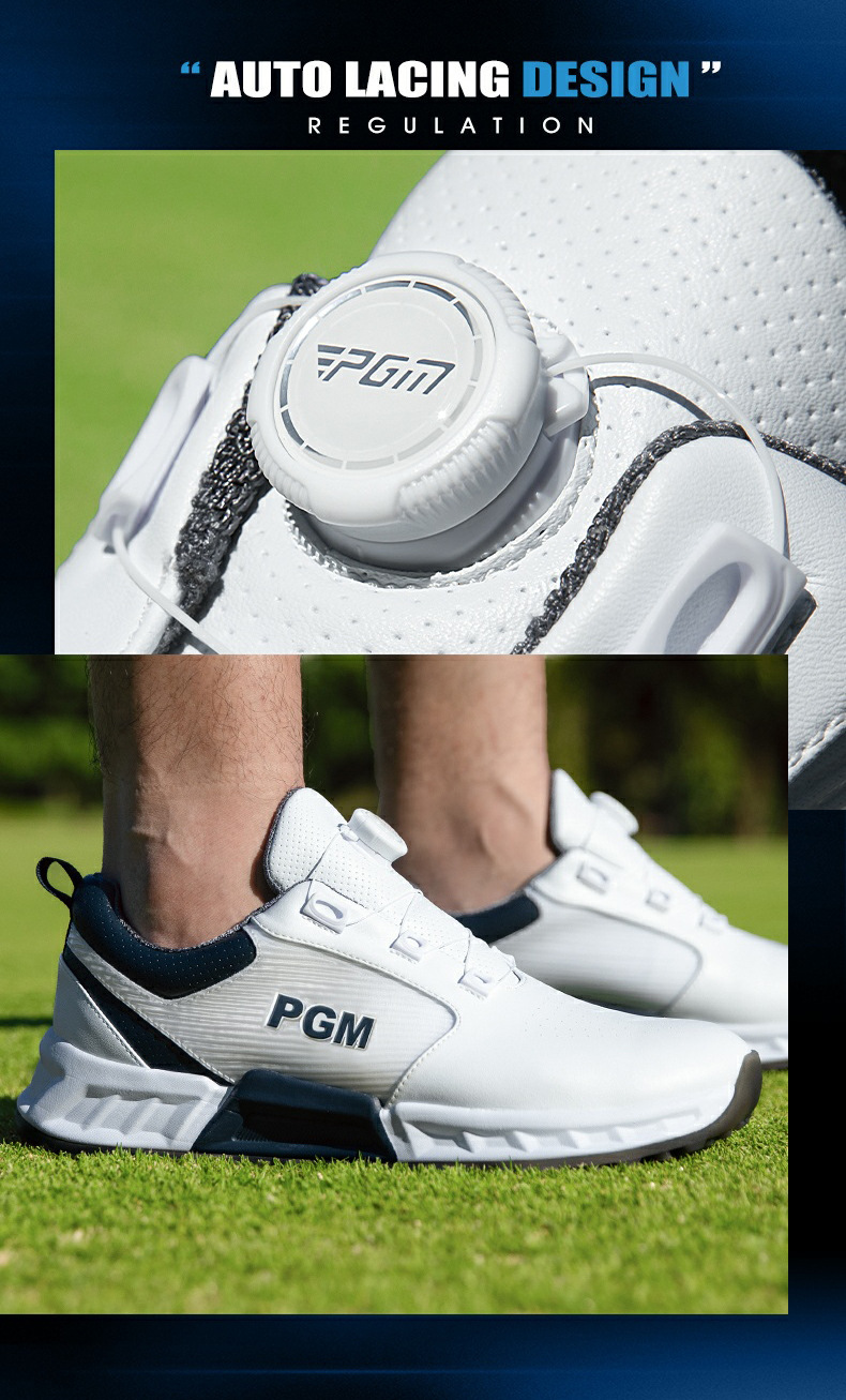 Giày golf nam PGM đế EVA đàn hồi, chống thấm nước, núm dây xoay tiện lợi — XZ438-Yunchi Trắng chi tiết 9