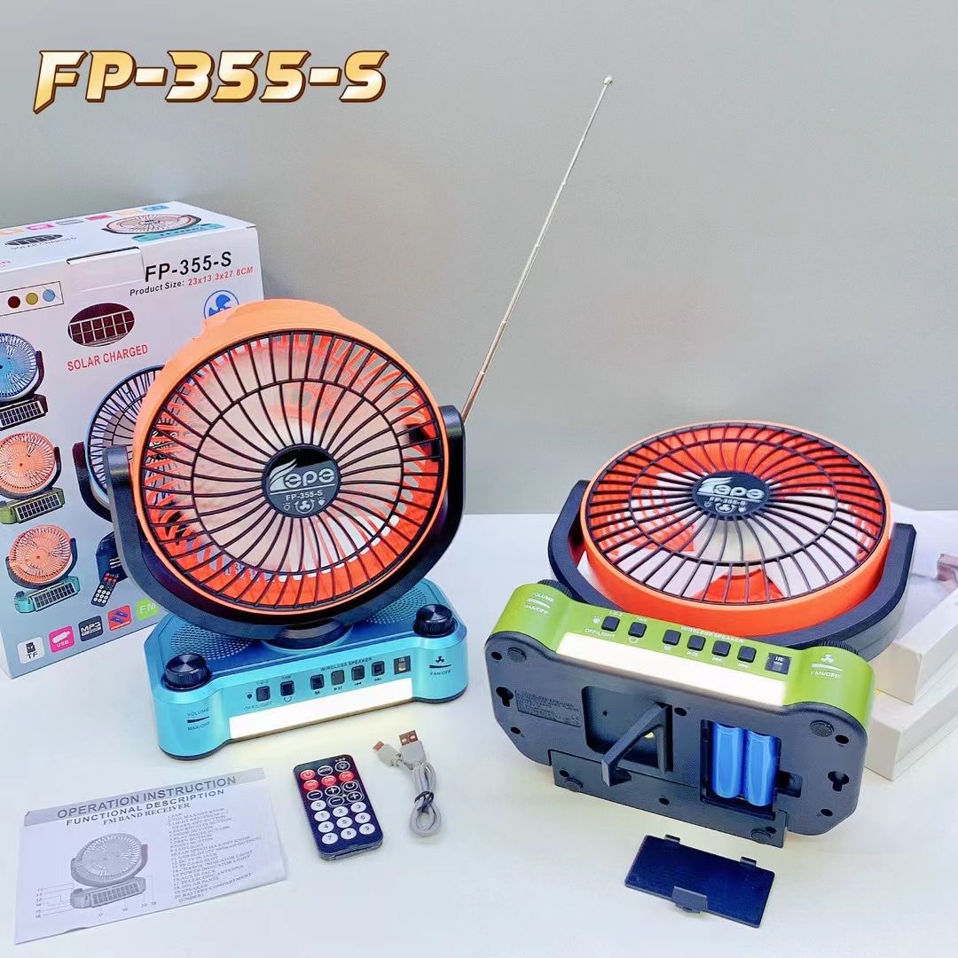 Wholesale Bluetooth Speaker Portable Fishing Camping Tent Fan Speaker USB Charging High Wind Power Solar Fan
