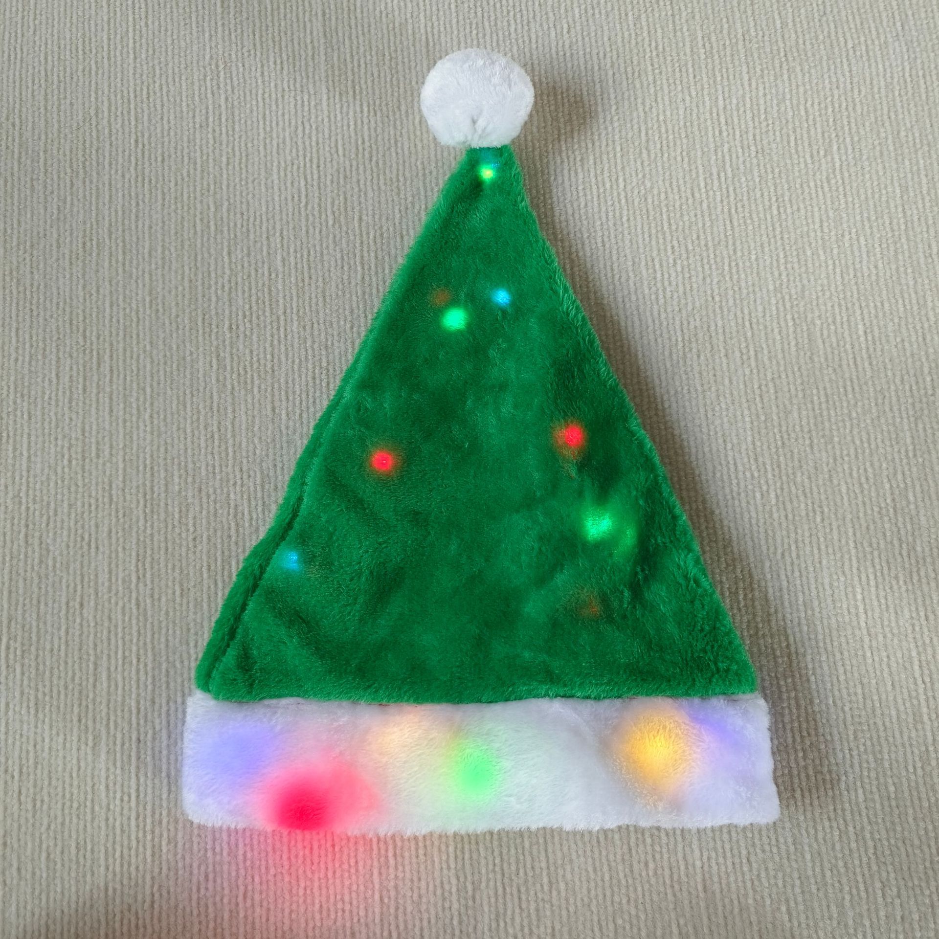 Nuevo sombrero de Navidad luminoso sombrero de regalo de Navidad decoración 5 caja de baterías sombrero de Navidad bola de pelo no brillante