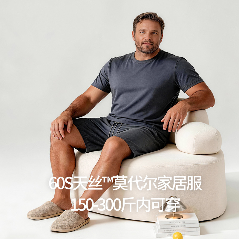 【Plus Size】Modal plus-size men's pajamas, spring/summer short-sleeve top 150kg, can be worn as an inner or outer layer, in stock 【Plus Size】Modal plus-size men's pajamas, spring/summer short-sleeve top 150kg, can be worn as an inner or outer layer, in stock