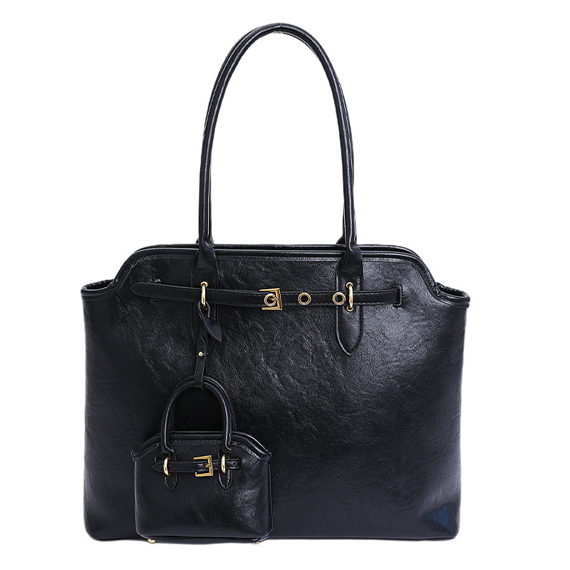 Retro Cowhide Tote Bag For Women 2025 New Arrival Casual Versatile Luxury Large Capacity Shoulder Underarm Bag - Thumbnail 4