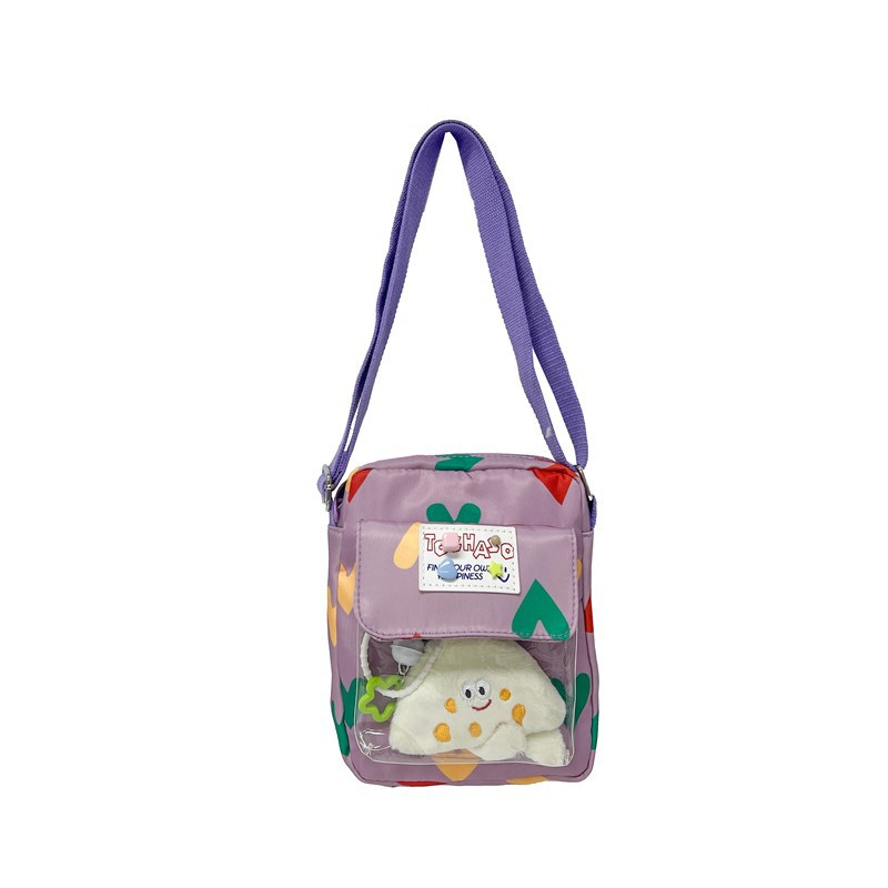 2025 nuevo bolso para niños japonés pequeño y fresco amor bolso de mensajero para niños y niñas con solapa con colgante bolso de hombro para niños