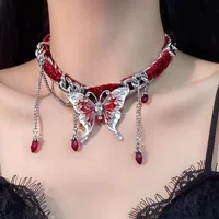 Ожерелье с бархатной бабочкой и кисточками, пряная девушка, милая крутая цепочка, нишевое колье, милый дизайн, шейный ремешок на ключице.