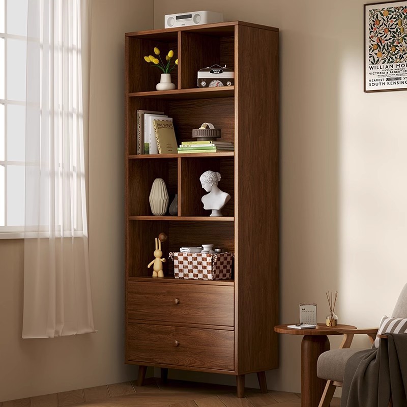 Nórdico estante de madera maciza piso multi-capa gabinete de almacenamiento sub-Almacenamiento estante vitrina hogar sala de estar esquina estantería