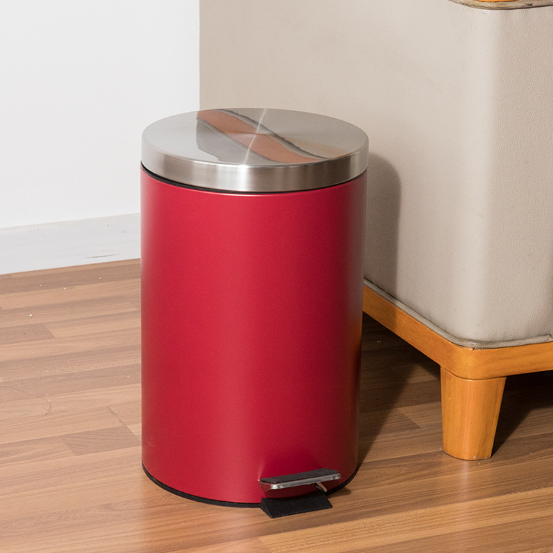 Papelera de pedal de acero inoxidable de estilo europeo para el hogar grande 12L sala de estar oficina hotel con tapa cubo de almacenamiento