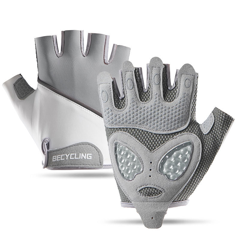 Guantes de gimnasio para hombres y mujeres al aire libre antideslizante resistente al desgaste ciclismo transpirable seda de hielo amor de silicona líquida guante deportivo de medio dedo