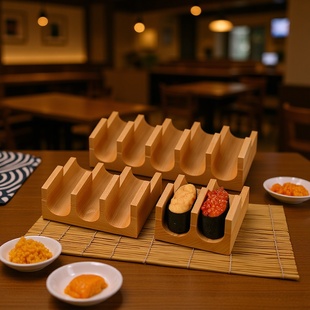 Japanese-style sushi rack hand-held U-shaped rack wooden shelf sea urchin rack taco roll tray western-style wooden dish sushi holder U-shaped new product