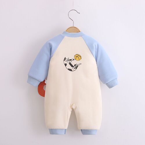 22 autumn and winter new style 0-12 months quilted jumpsuit newborn baby side-breasted clothing cute fart clothing baby pajamas