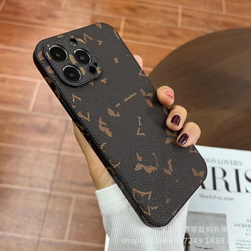 潮牌经典老花全包手机壳适用iPhone16promax皮质14保护套14/15pro|undefined