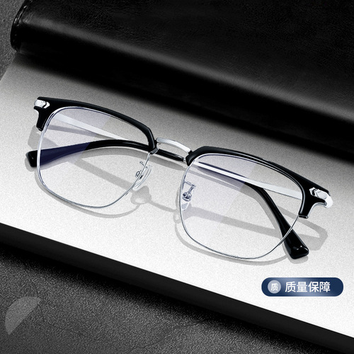 Mirror 1 High Quality 122601 Non-magnetic Titanium Anti-blue light Eyeglass Frame for Men with Brow Rest Half Frame Glasses Wholesale