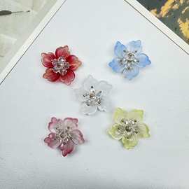 古风超仙水晶五瓣花朵 diy手工发簪发夹发饰耳饰胸花包包材料批发