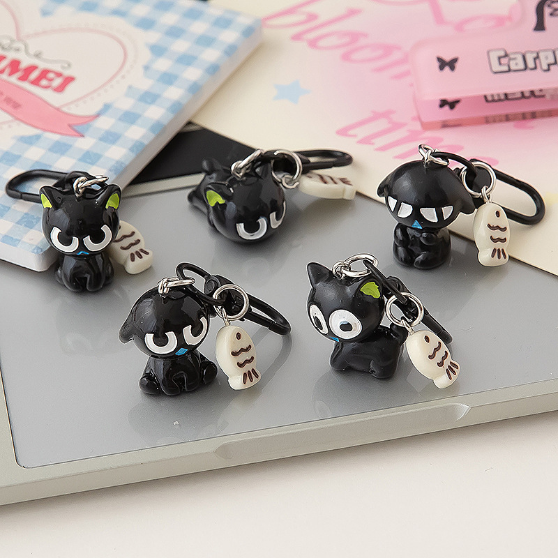 3D Luo Xiaohei Pendant Charm Q-Cute Big-Eyed Cat Star Keychain Cartoon Best Friend Gift Bag Accessory