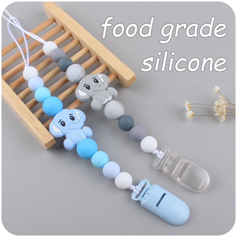 Bebé chupete cadena bebé creativo dibujos animados animal elefante silicona mordedura molar anti-gota cadena Nuevo