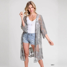 跨境亚马逊爆款欧美蕾丝宽松防晒沙滩开衫长裙罩衫比基尼