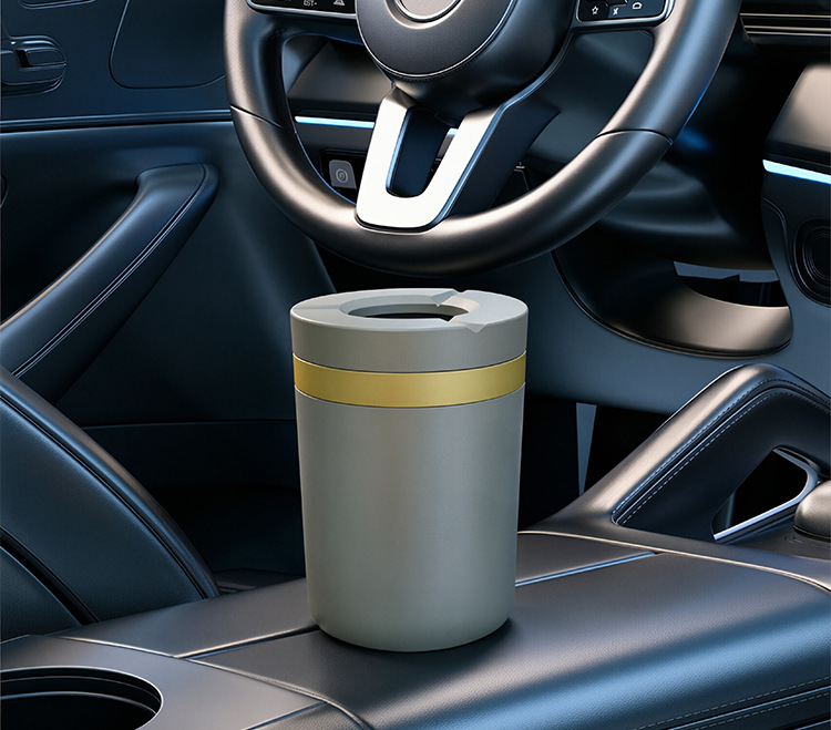 Rotatable and collapsible aluminum alloy car ashtray with cover, anti-ash scattering and anti-fall, high-end ashtray for living room and home use