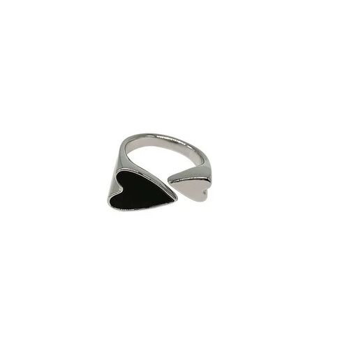 Korean simple black love ring, sweet and cool style ins design niche heart-shaped peach heart index finger ring accessories