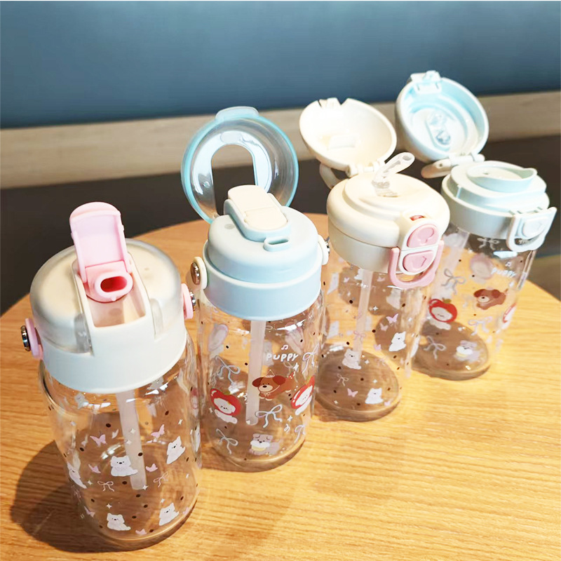 Alto valor de la cara doble bebida dibujos animados pequeños lindos copos de silicio de silicio de mano para estudiantes portátiles de alto contenido de silicio de vidrio de agua