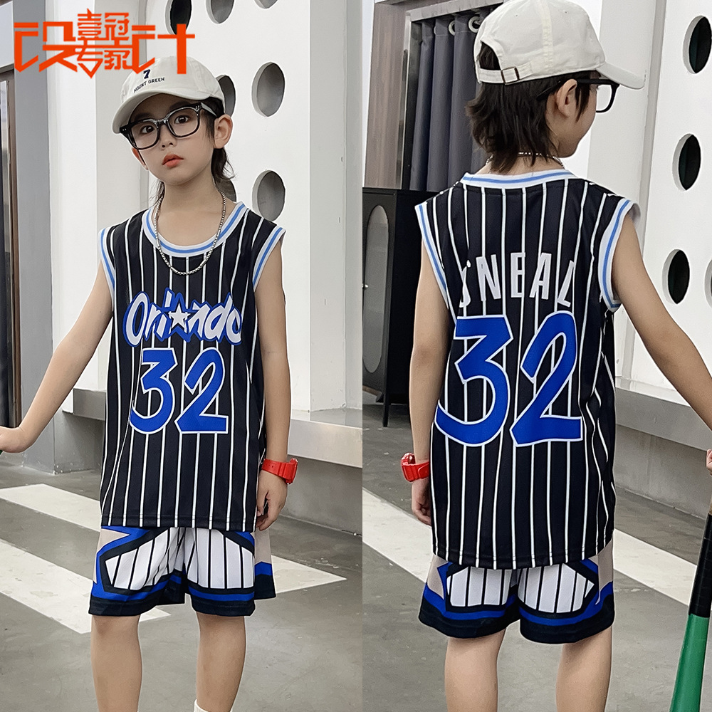 Children's Basketball Clothes suit Boys and Girls Primary School Students Kindergarten Magic Team No.32 O'Neal Summer Jersey Seal
