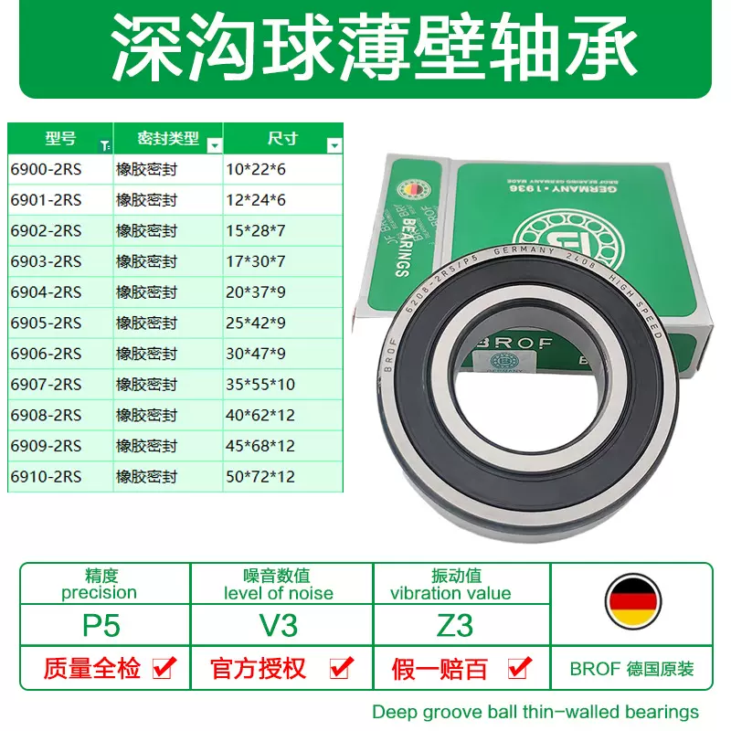 德国进口BROF6900 6901 6902 6903 6904 6905 6906 6907ZZ球轴承