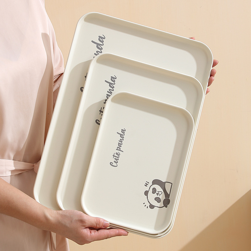 Cute Panda Large Tray Commercial Large Dinner Plate Cream Cartoon Rectangular Plate Dessert Coffee Shop Tray