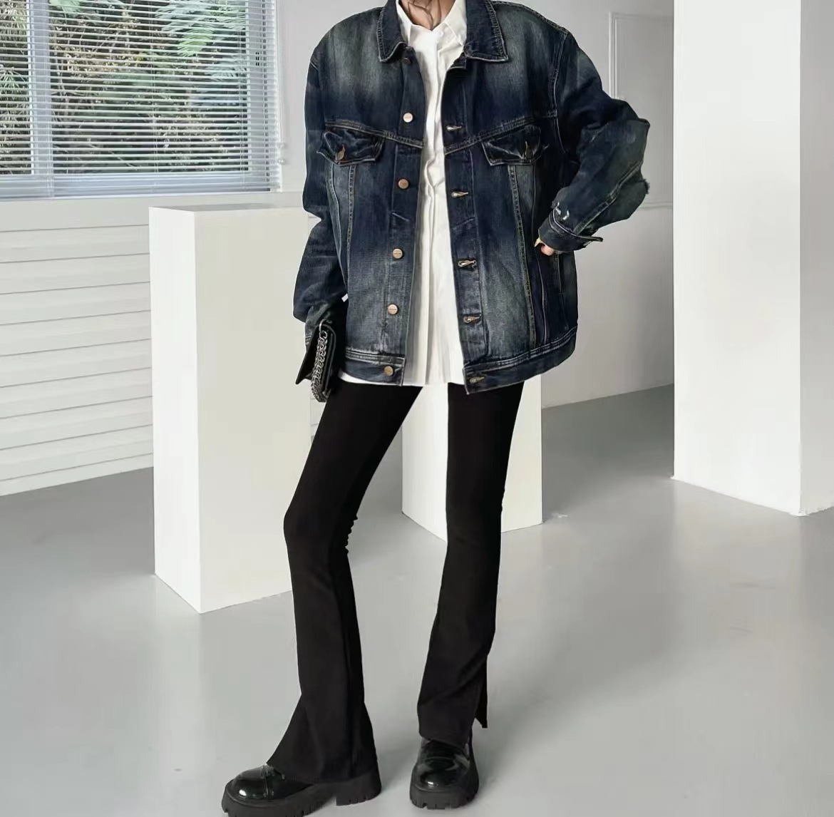 Men's Clothing heavy washed distressed denim jacket for men and women bf hip hop high street loose coat jacket_viptrois.com