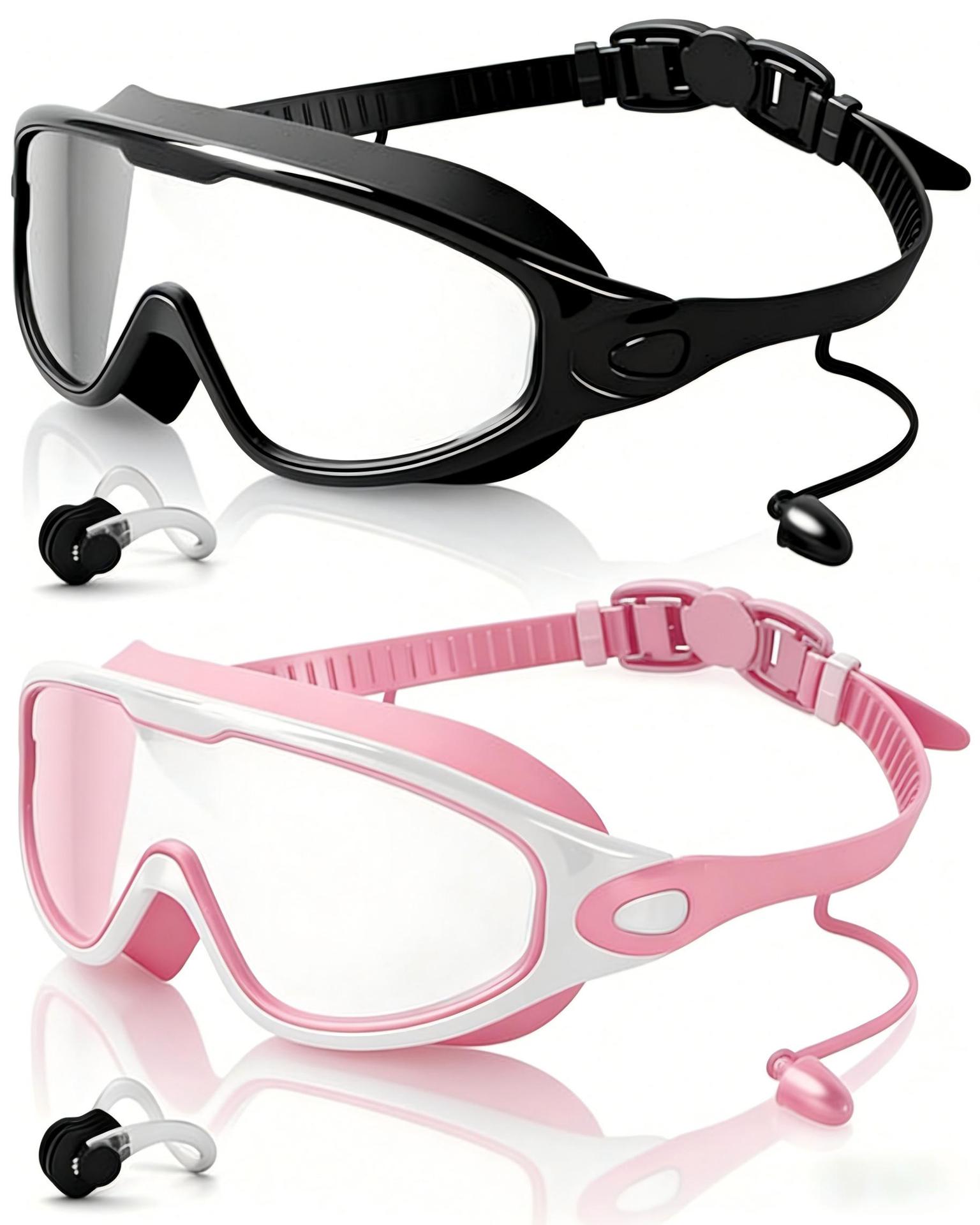2000C 블랙 투명 + 핑크 화이트 투명 (노즈 클립 귀마개 + 수영 고글 케이스 포함)