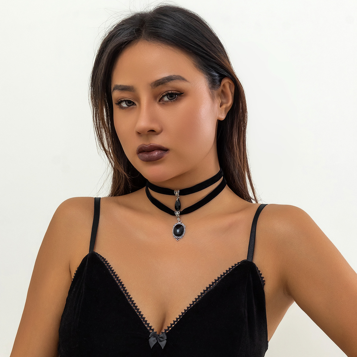 Spider Edelstein Choker Halskette Für Damen Punk Halloween_voghion.com
