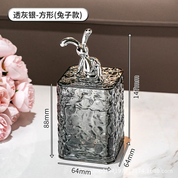 Water corrugated square toothpick box (rabbit/transparent gray)