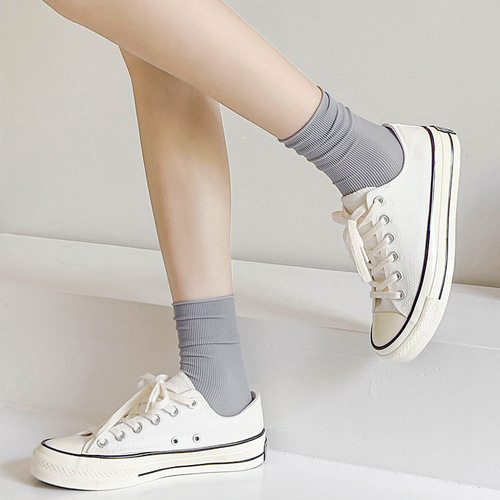 Velvet pile socks spring and summer new style ice socks trendy solid color mid-tube ice stockings Zhuji socks street stall wholesale