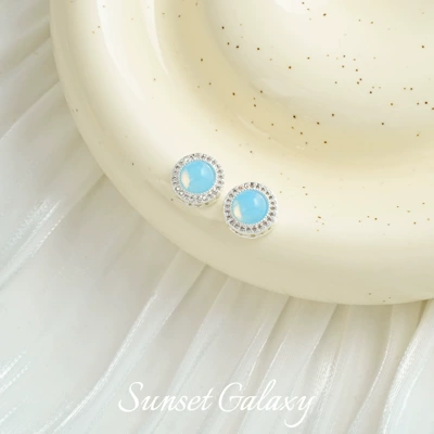 18k bag gold aquamaric beads with beads loose beads bracelet necklace earrings jewelry diy handmade beaded accessories material (Zərgərlik ara hissələri) - aquamarine1-bright-silver-one-piece-9797mm