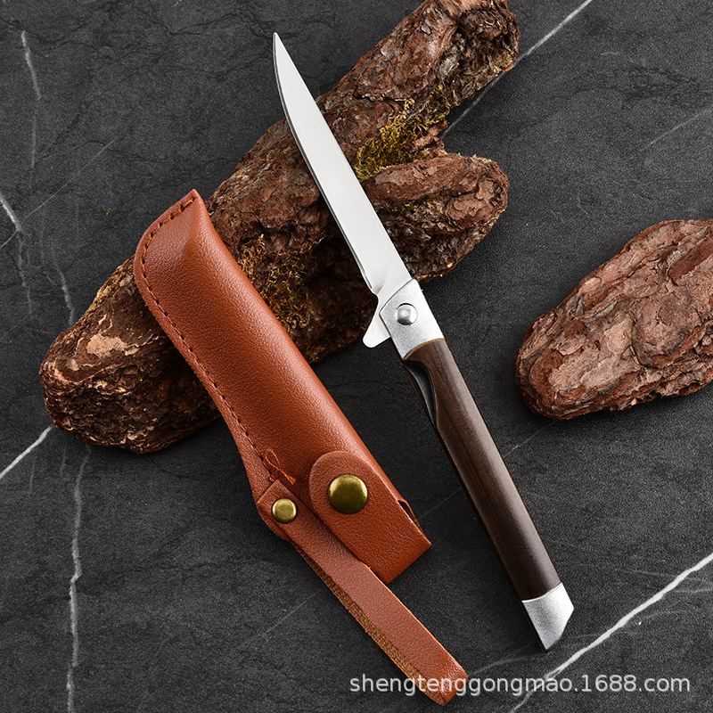 Cuchillo de frutas plegable de acero inoxidable portátil al aire libre camping multifuncional carne, verduras y frutas cortadas cortadas cuchillo de frutas