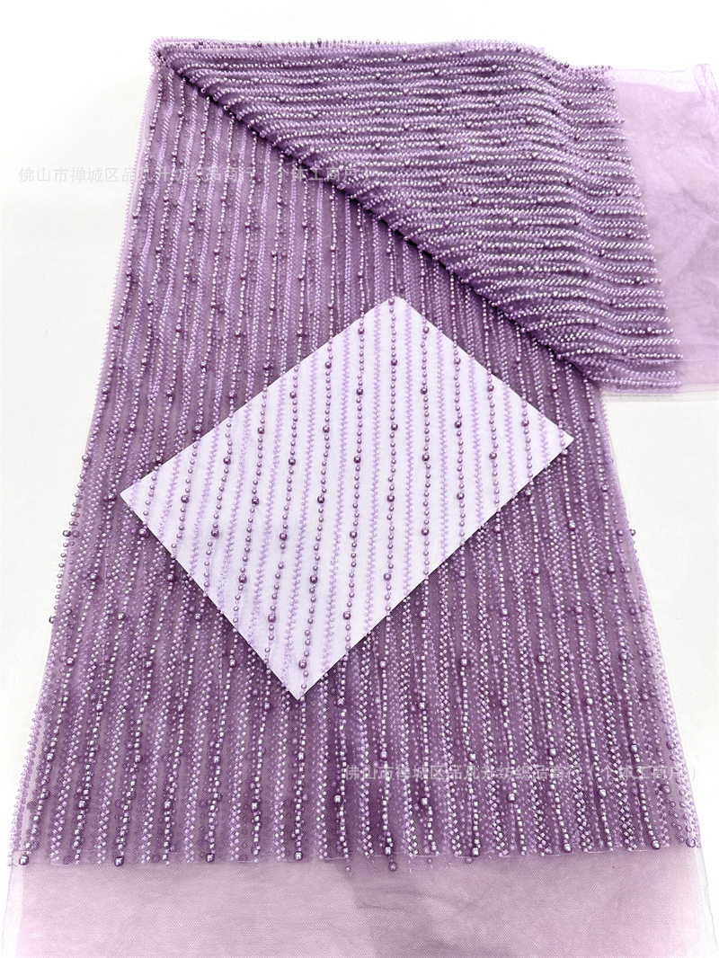 Tubo de perlas bordado cadena de perlas tela de perlas vestido de boda moda vestido vestido ropa infantil tela suministro de stock