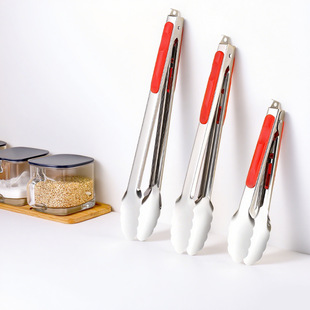 Stainless Steel Food Clips Barbecue Clips Barbecue Clips Restaurant Kitchen Silicone Food Clips Bread Fried Steak Special Clips