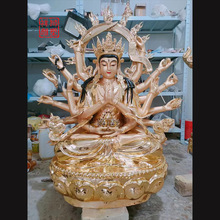 祥狮准提佛母菩萨铜佛像摆件全铜十八臂千手观音准胝观音铜像制作