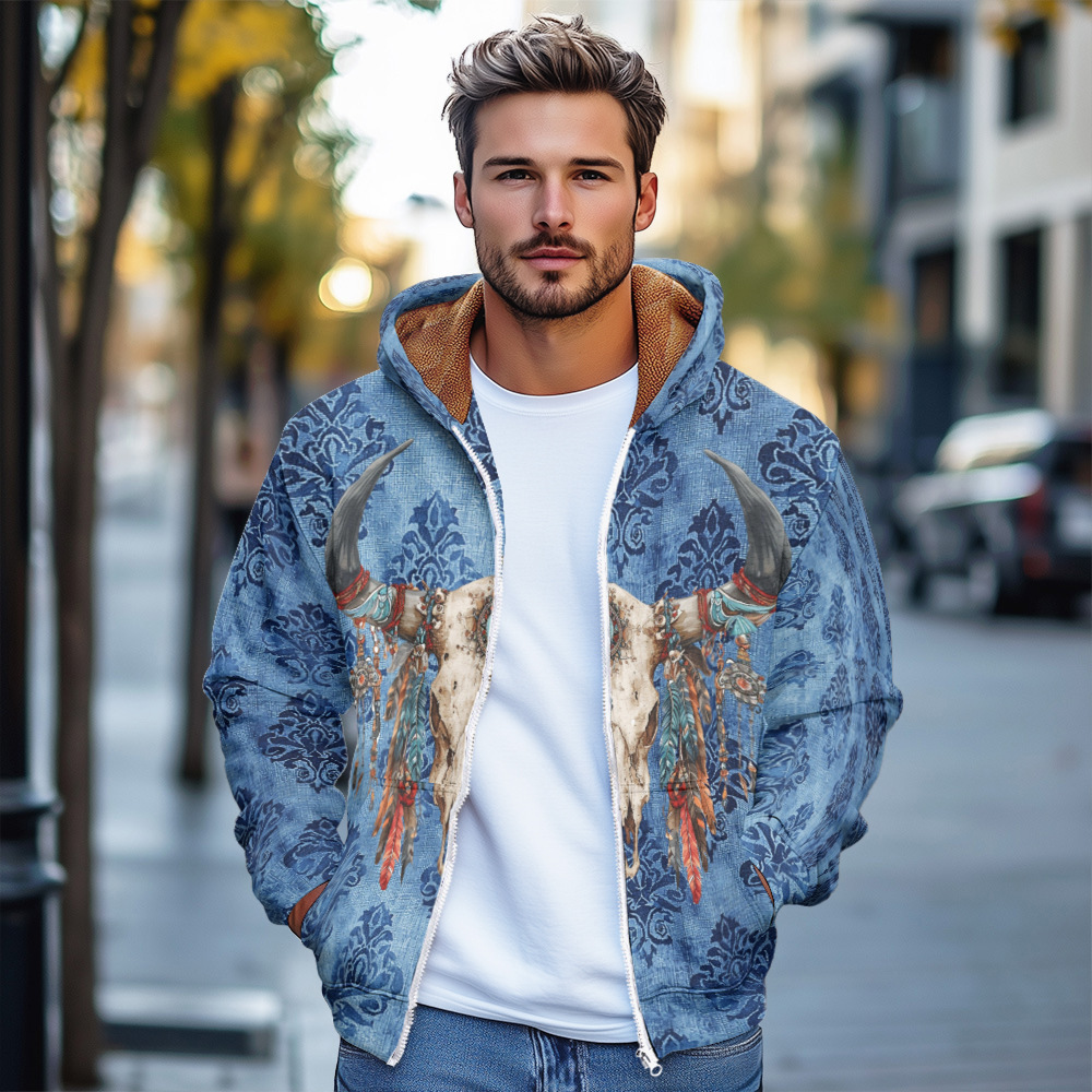 Alta calidad otoño e invierno suéter con capucha para hombre tendencia 3d animal estampado con capucha con cremallera chaqueta MF12