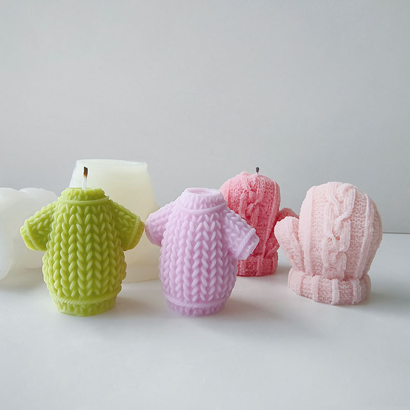 Jiahui guantes de lana de belleza molde de vela molde de silicona suéter de Navidad vela de aromaterapia molde de jabón hecho a mano al por mayor