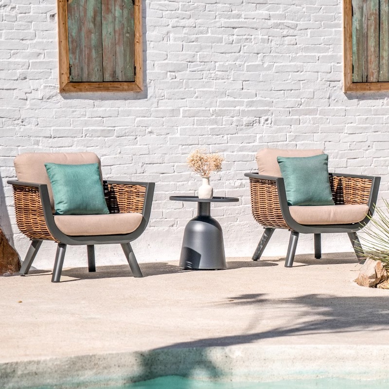 Sofá impermeable solar silla de caña Jardín al aire libre aleación de aluminio hogar combinación de caña estilo europeo ocio al aire libre