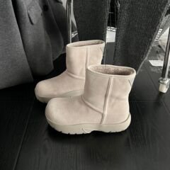 厚底雪地靴女2025冬季新款英伦风短筒靴加绒加厚保暖圆头套筒棉鞋