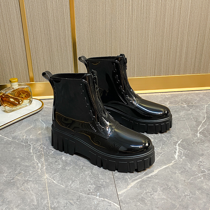 秋冬のベルベットの新型ファッション滑り止め雨靴女性ネット赤外は雨靴女性の柔らかい底の台所の短い防水靴を着ている|undefined