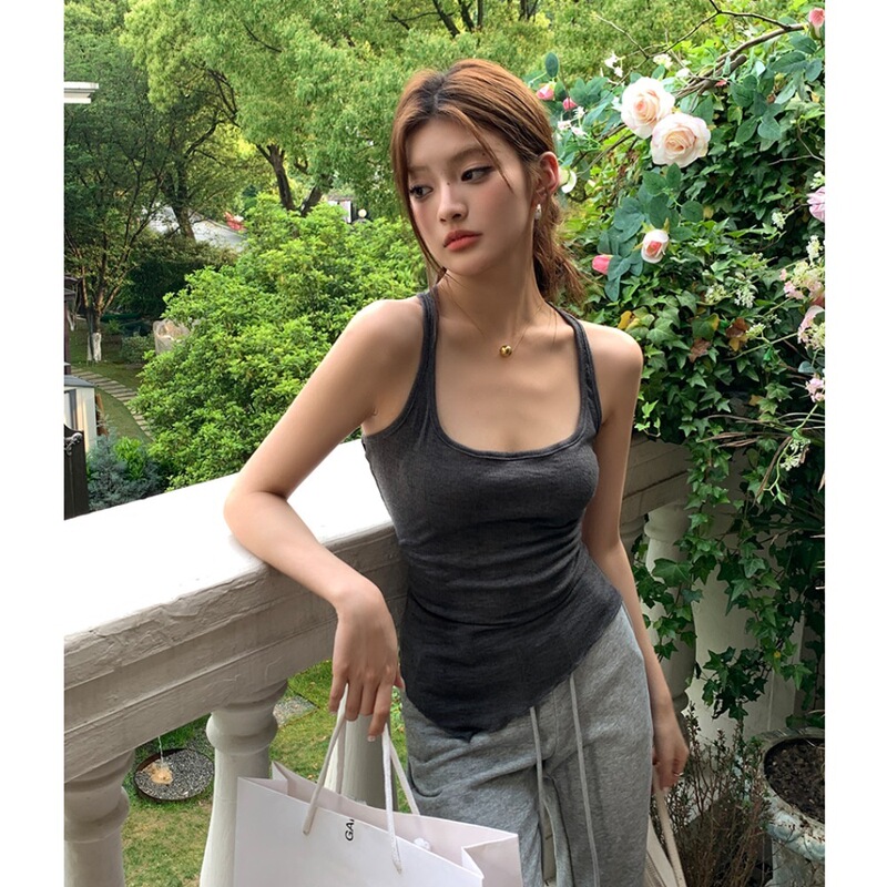 Spring and Summer New Style Three-Color Lace Patchwork Hollow-Out Backless Camisole Versatile Tank Top for Women Spring and Summer New Style Three-Color Lace Patchwork Hollow-Out Backless Camisole Versatile Tank Top for Women