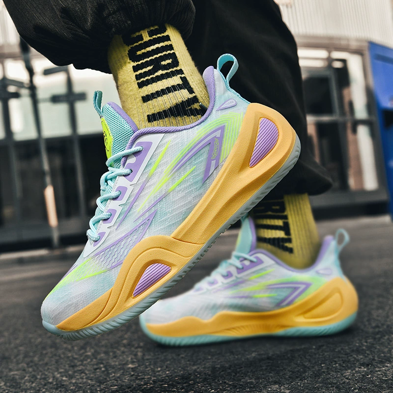 Мужские и женские уличные нескользящие и износостойкие практичные баскетбольные кроссовки с цементным полом, модная и универсальная легкая амортизирующая спортивная обувь.