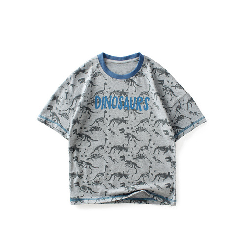 Children's clothing summer Korean style new boys' short-sleeved medium and large children's full-print dinosaur trendy tops children's short-sleeved T-shirts